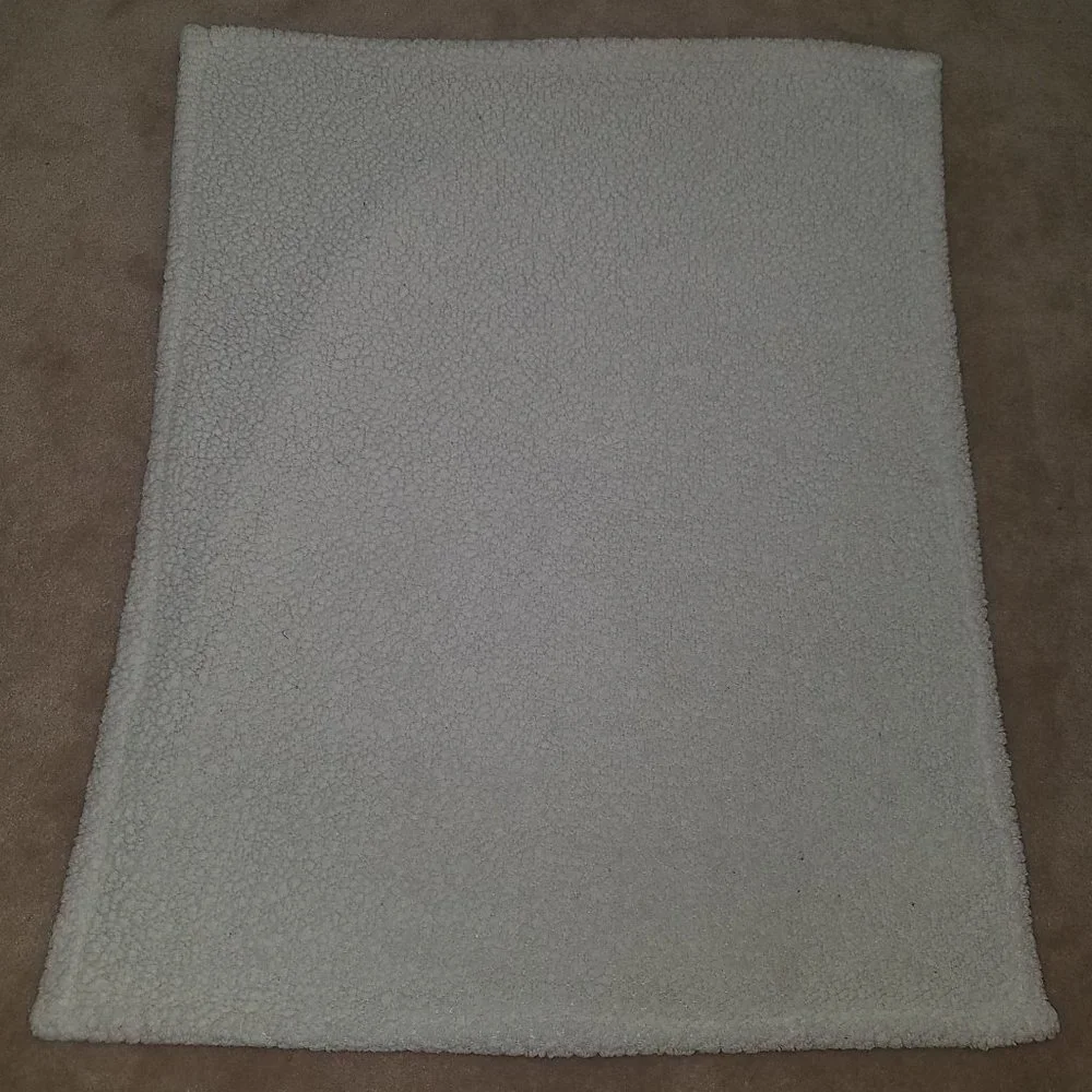 Gray White Baby Blanket Lovey Sherpa Trim/Underside Fleece SOFT Sam Salem & Son